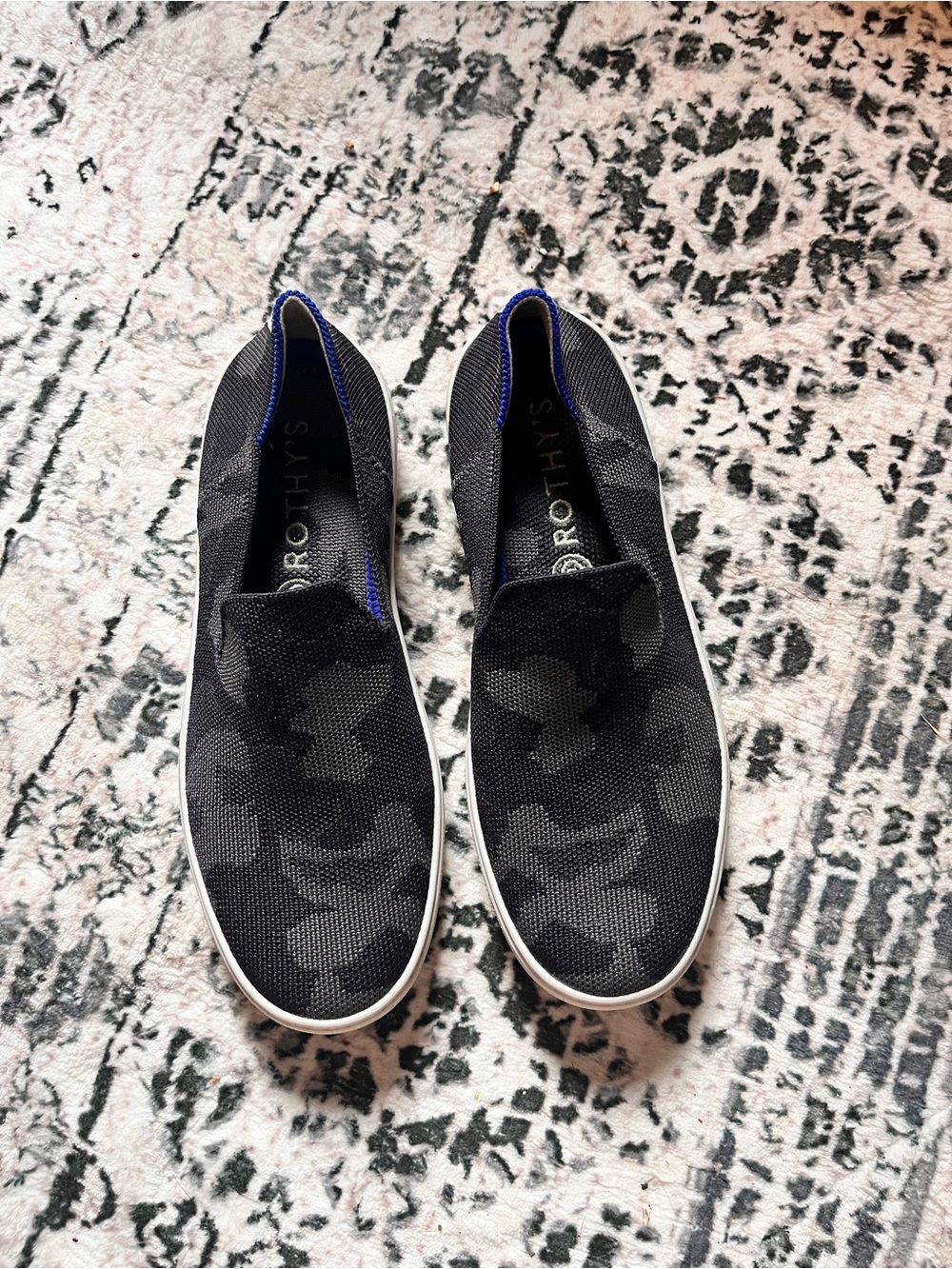 Rothy's Men's Black & Gray Camo Slip-On Loafers